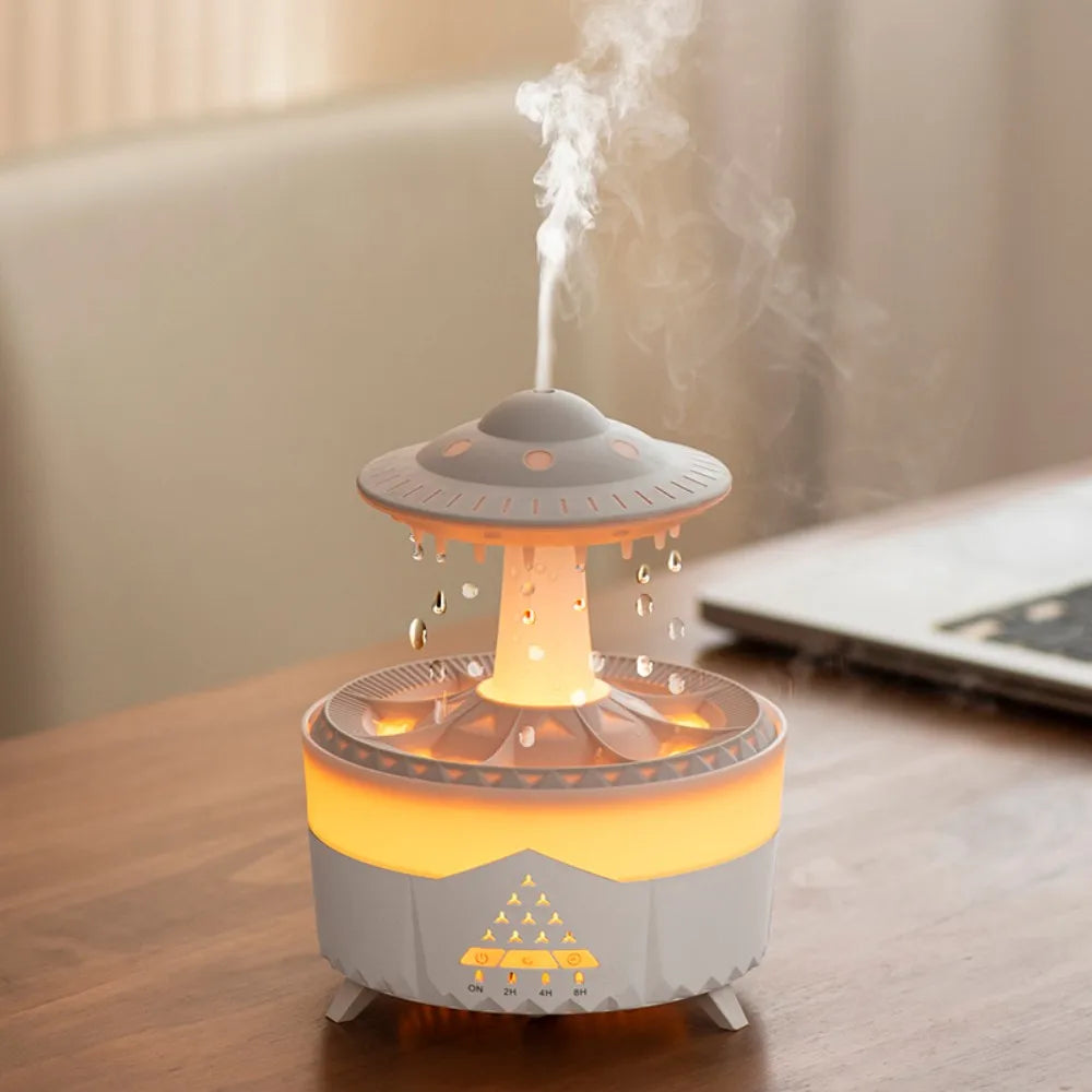 UFO Umbrella Essential Oils Diffuser Large Capacity Humidifier Christmas Jellyfish Aroma Diffuser Raindrop Sleeping Night Lights