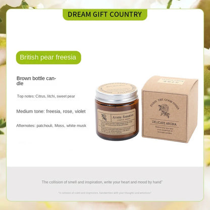 1pc Brown Glass Cup Aromatherapy Candle Smokeless scented candle Suitable for Home Decoration Birthday Valentine's Day Gift