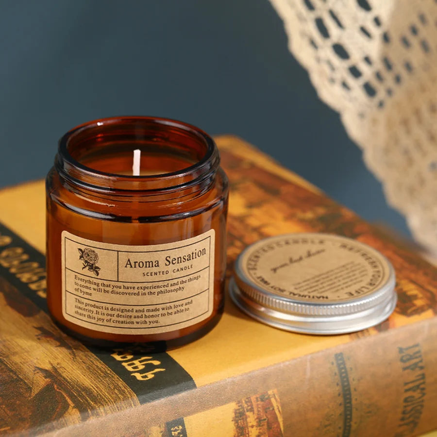 1pc Brown Glass Cup Aromatherapy Candle Smokeless scented candle Suitable for Home Decoration Birthday Valentine's Day Gift
