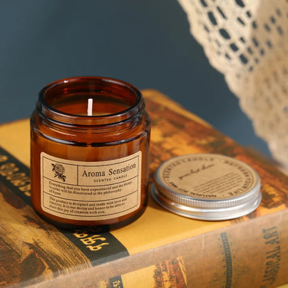 1pc Brown Glass Cup Aromatherapy Candle Smokeless scented candle Suitable for Home Decoration Birthday Valentine's Day Gift