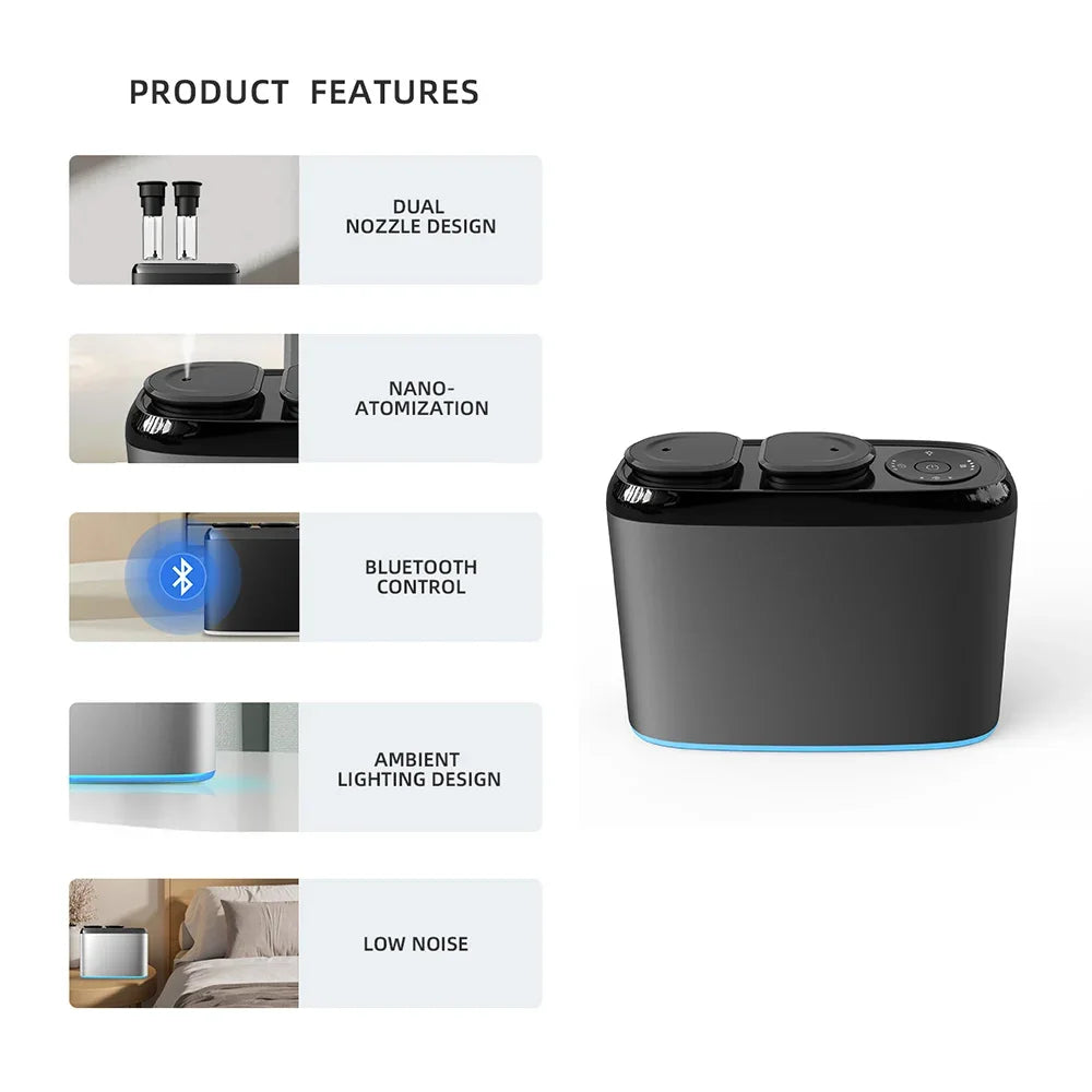 NAMSTE Dual Nozzle  Aroma Diffuser Smart Timer Electric Perfume Oil Diffuser Aluminum Scent Nebulizer Diffuser Air Humidifier