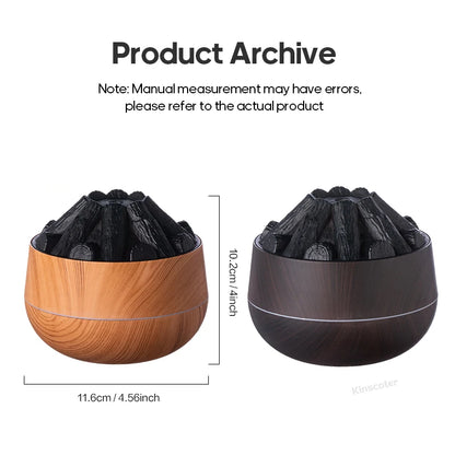 Classic Woodgrain Desktop Air Humidifier Realistic Campfire Water Mist Diffuser Sprayer Colorful Night Light Creative Fireplace