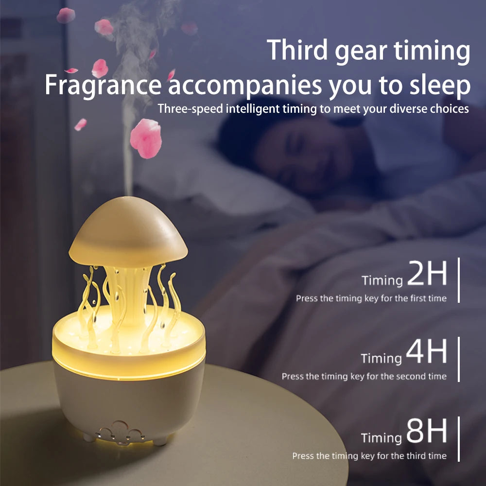 UFO Umbrella Essential Oils Diffuser Large Capacity Humidifier Christmas Jellyfish Aroma Diffuser Raindrop Sleeping Night Lights
