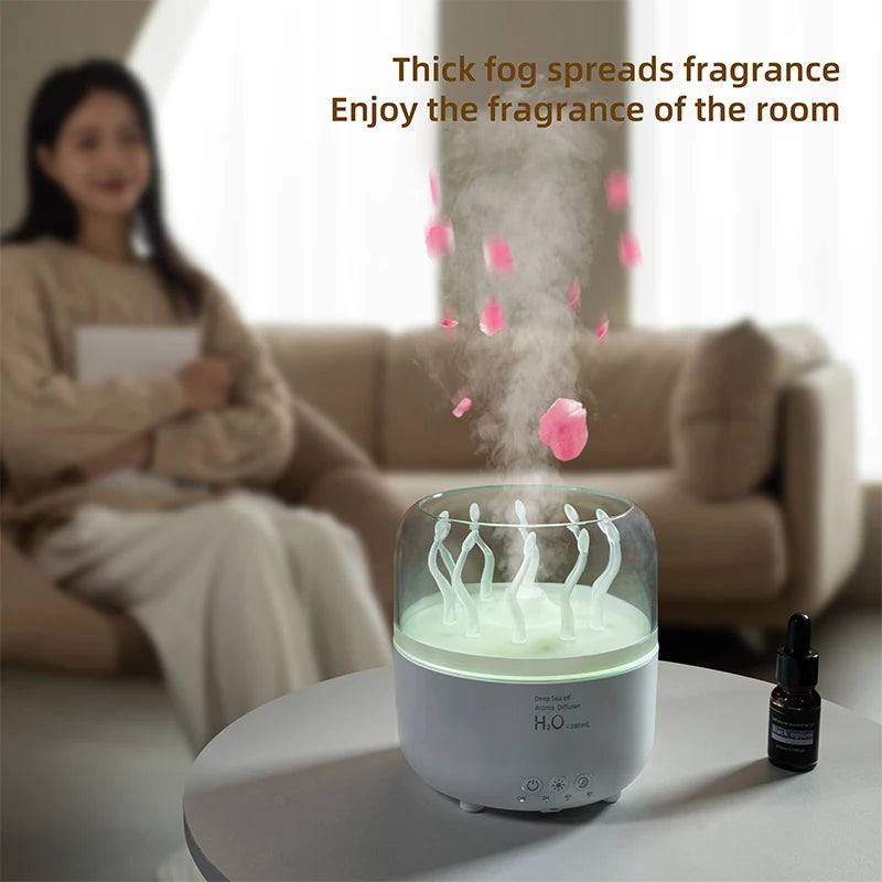 Rotating Jellyfish Aroma Diffuser Dancing Seaweed Mist Mode Smart Humidifier with Remote 7-Color LED Night Light for Home