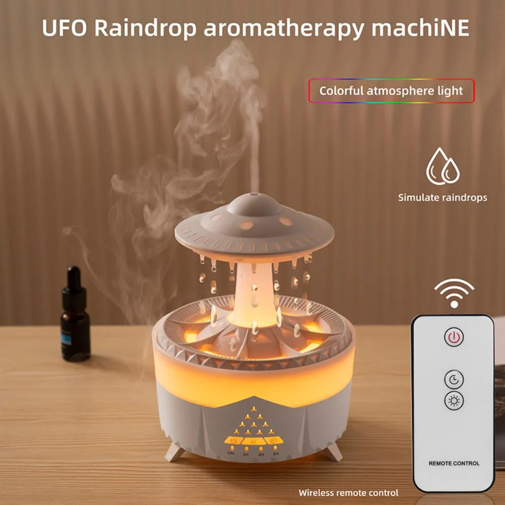 UFO Umbrella Essential Oils Diffuser Large Capacity Humidifier Christmas Jellyfish Aroma Diffuser Raindrop Sleeping Night Lights