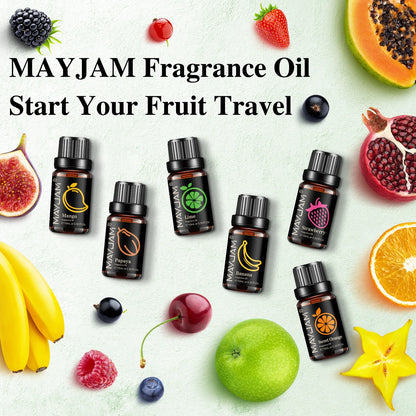 MAYJAM 8pcs/set Fruit Fragrance Oils Strawberry Mango Banana Sweet Orange Papaya Lime Pineapple Passion Fruit Aroma Oil