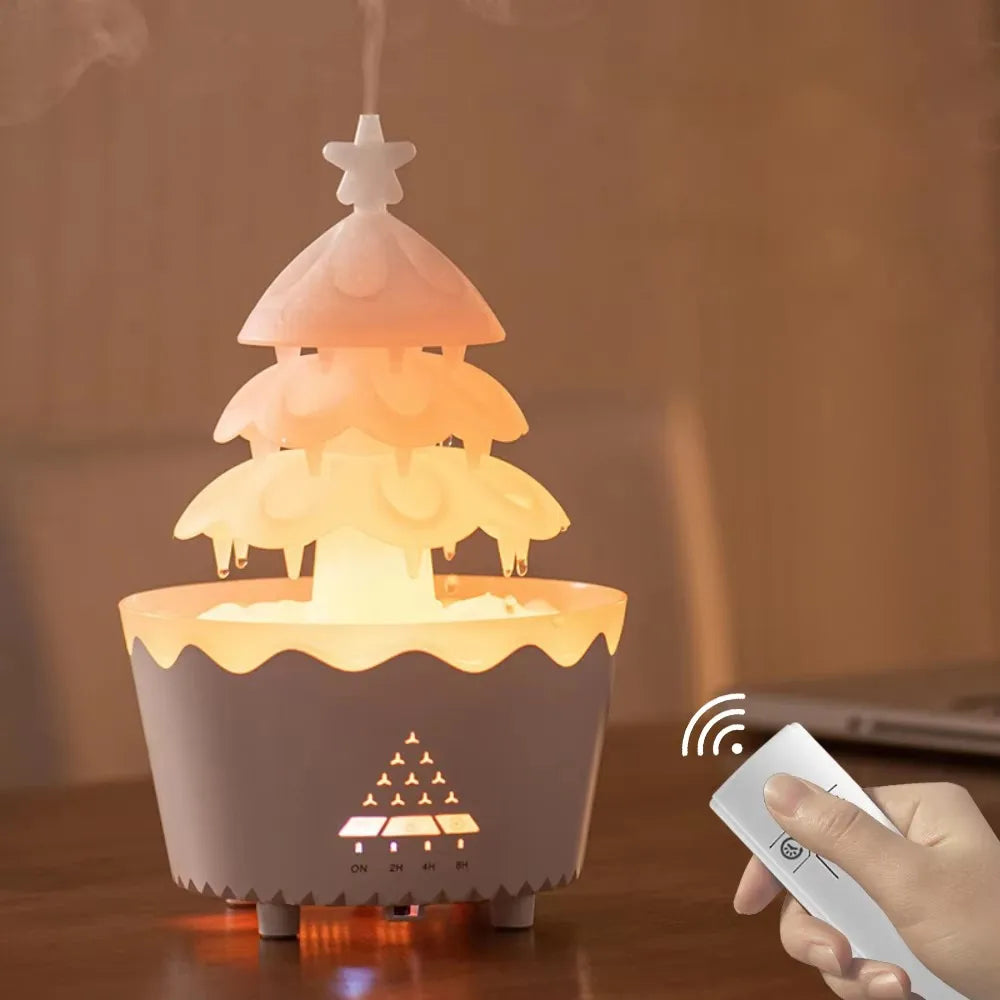 UFO Umbrella Essential Oils Diffuser Large Capacity Humidifier Christmas Jellyfish Aroma Diffuser Raindrop Sleeping Night Lights